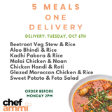 5 Meals, ONE Delivery TUESDAY