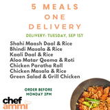 5 Meals, ONE Delivery TUESDAY