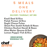 5 Meals, One Delivery THURSDAY ONLY