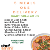 5 Meals, ONE Delivery TUESDAY